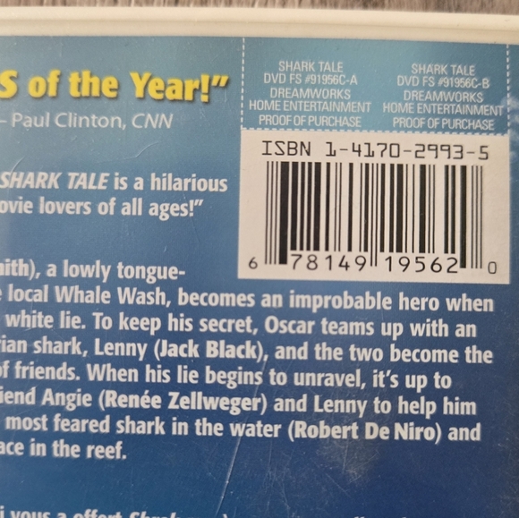 DreamWorks "Shark Tale" Full Screen DVD + Bonus "Club Oscar Party CD" Kids Movie - Picture 2 of 5